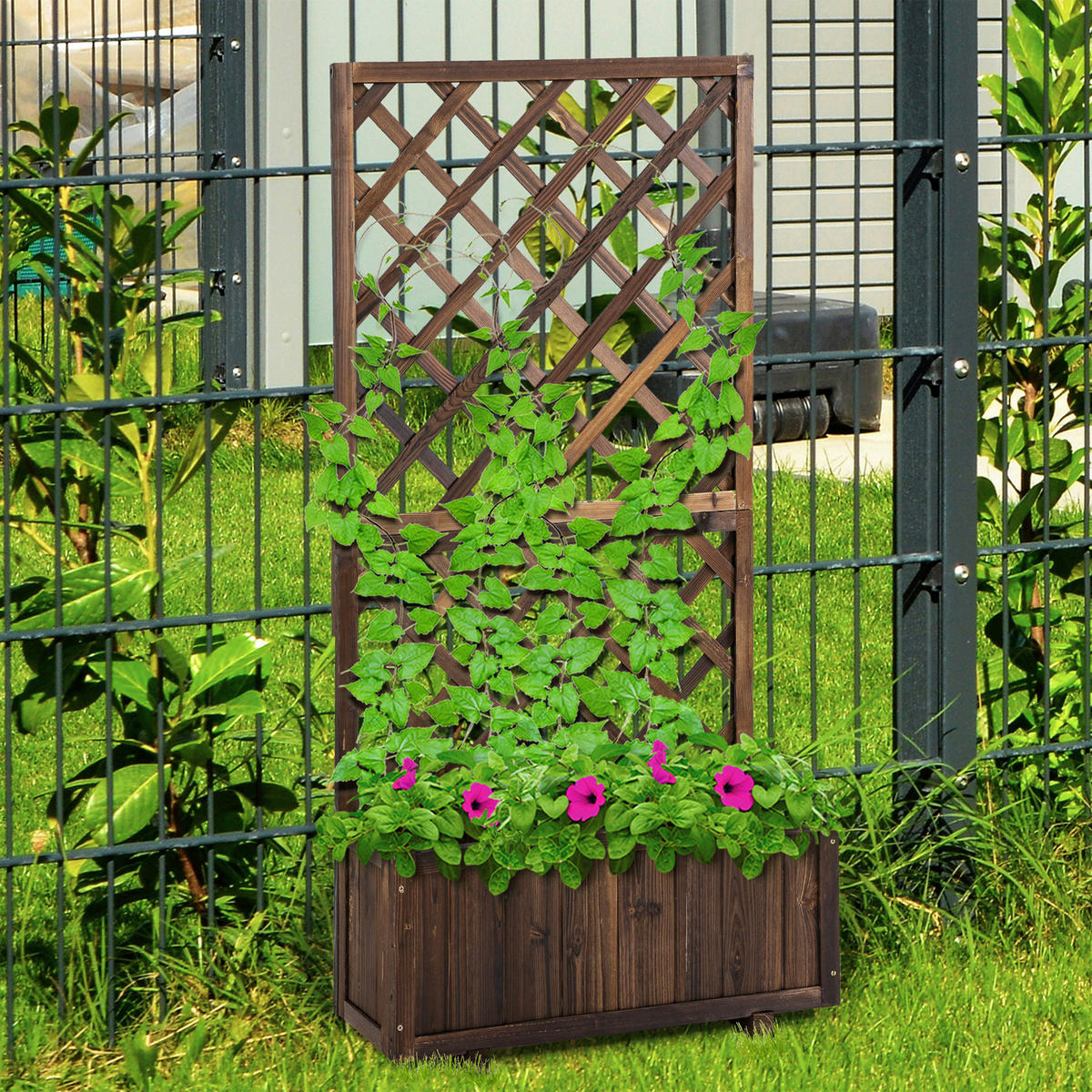 Outsunny Pflanzkasten dunkelbraun Holz B/H/L: ca. 32x150x73 cm Pflanzkasten 845-127BN - dunkelbraun (73,00/32,00/150,00cm) - Outsunny