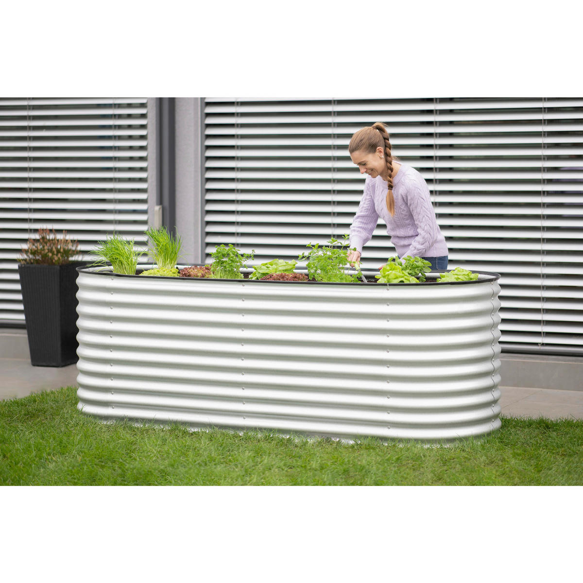 Westmann Hochbeet Oval silber Metall B/H/L: ca. 80x82x240 cm Oval - silber (240,00/80,00/82,00cm) - Westmann