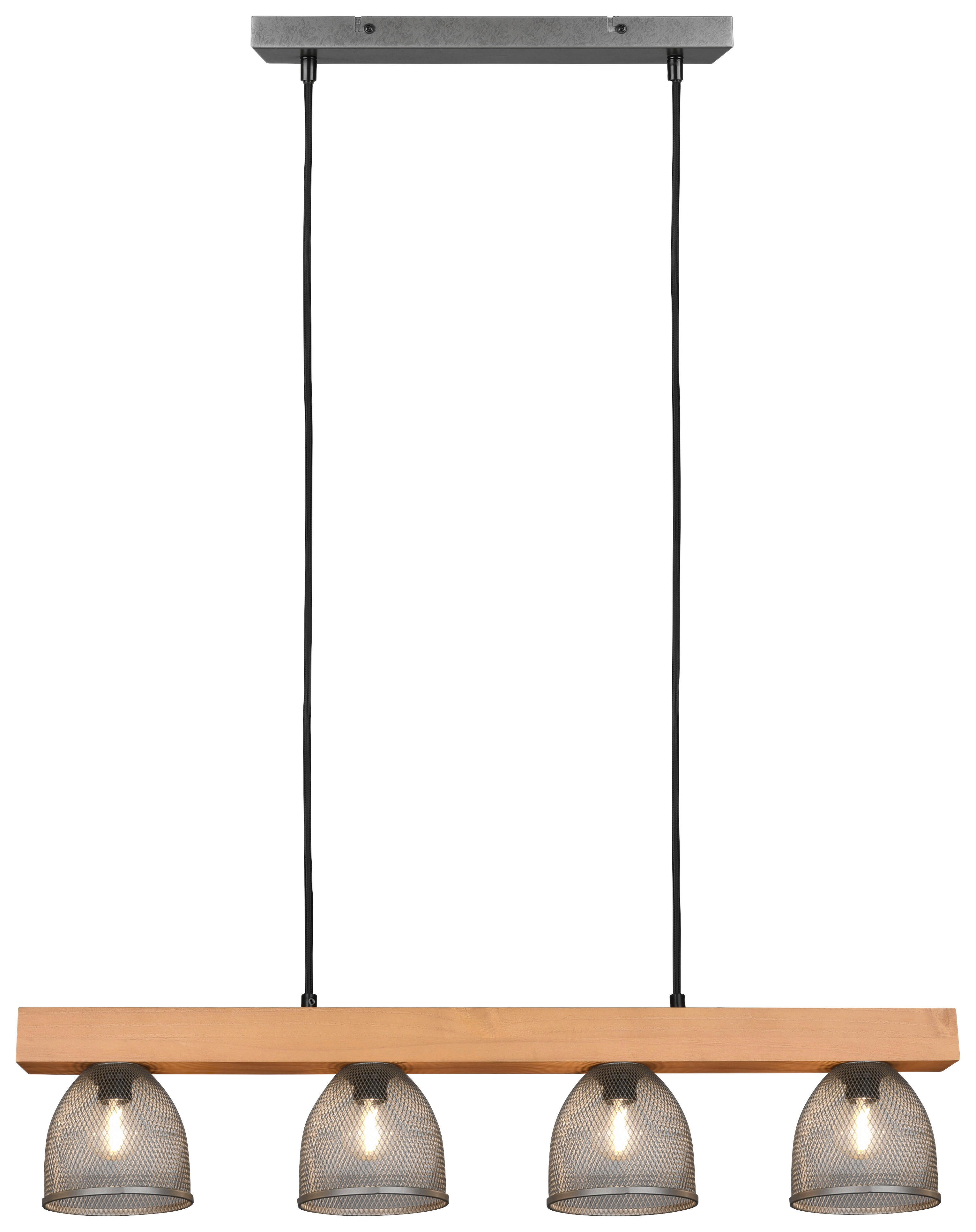 Reality Pendelleuchte R30704067 nickel Metall Holz B/H/T: ca. 75x150x12 cm E14 4 Brennstellen Cestino - nickel (75,00/150,00/12,00cm) - Reality