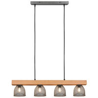 Reality Pendelleuchte R30704067 nickel Metall Holz B/H/T: ca. 75x150x12 cm E14 4 Brennstellen Cestino - nickel (75,00/150,00/12,00cm) - Reality