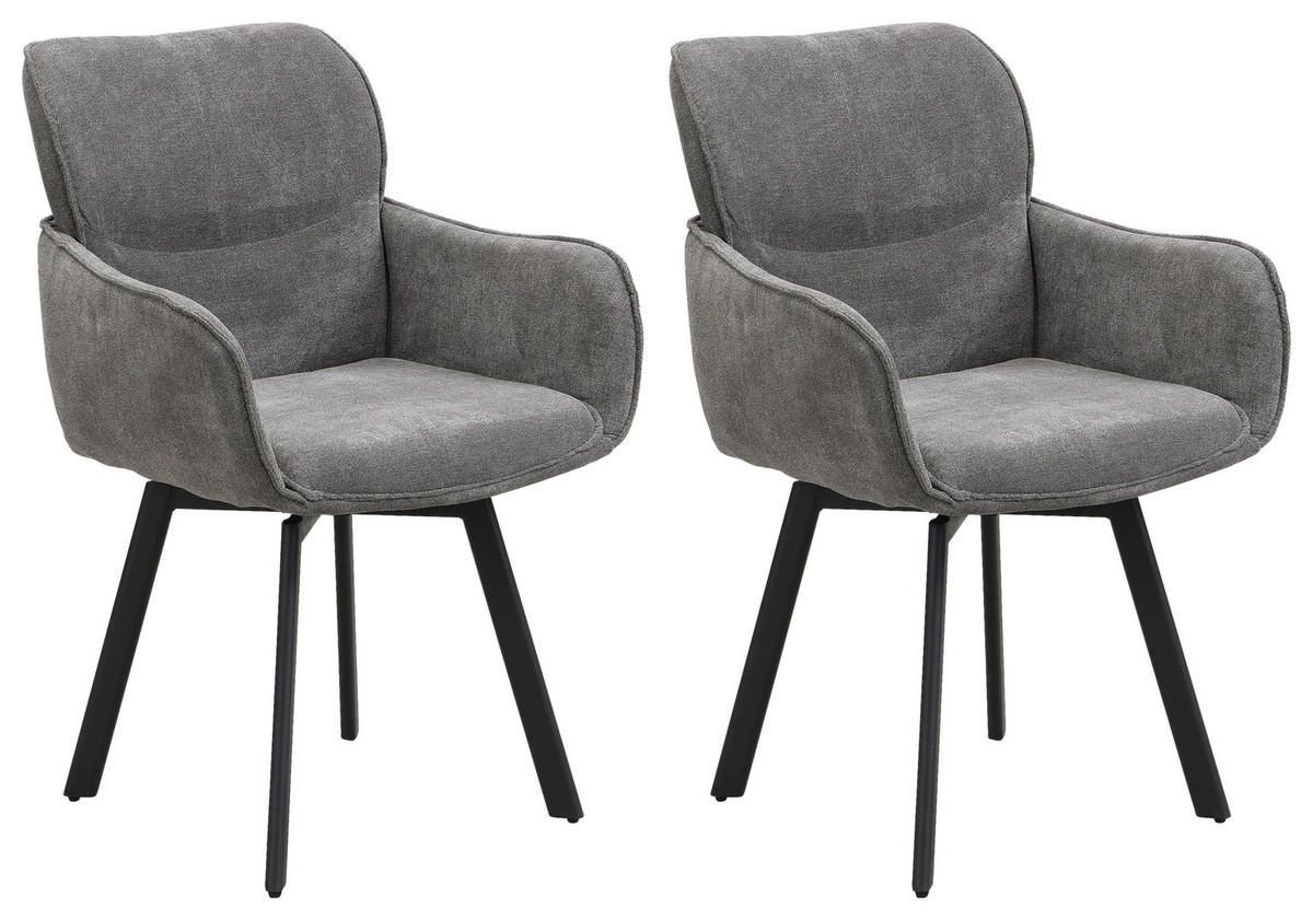 Stuhl RICO schwarz grau Metall Stoff B/H/T: ca. 61x90x63 cm RICO - schwarz/grau (61,00/90,00/63,00cm) - byLIVING