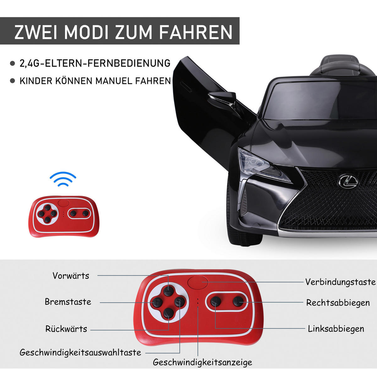 HOMCOM Kinderauto schwarz B/H/L: ca. 63x44x106 cm Kinderauto - schwarz (106,00/63,00/44,00cm) - HOMCOM