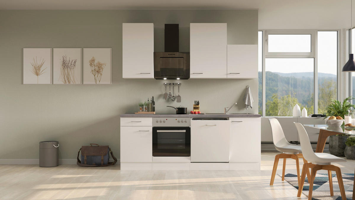Küchenblock Vita weiß matt B/H/T: ca. 220x234x60 cm Vita - Beton/weiß (220,00/234,00/60,00cm) - Flex-Well