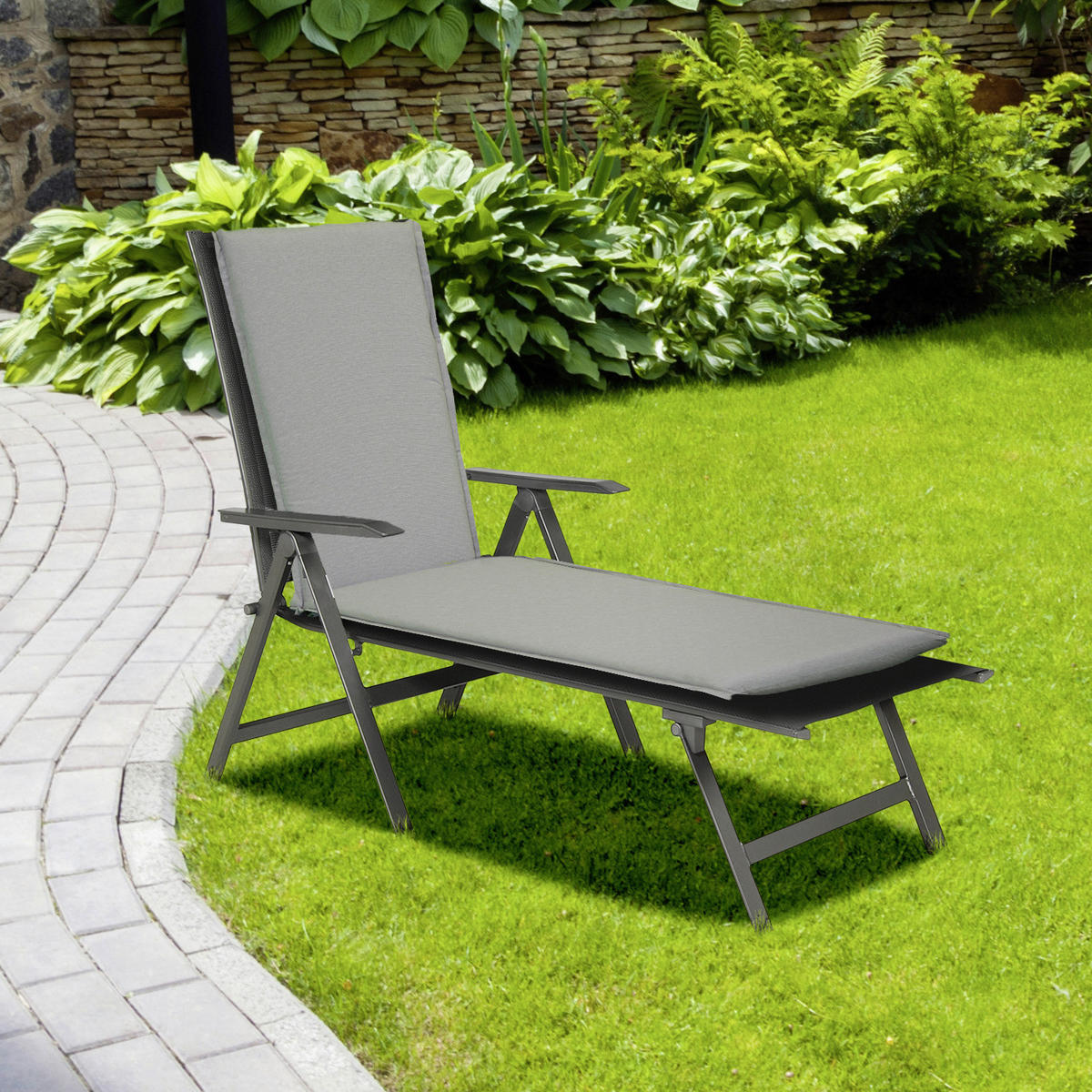 Beo Liegenauflage Atlanta hellgrau Baumwolle B/H/L: ca. 62x16x120 cm Atlanta - hellgrau (120,00/62,00/16,00cm) - Beo