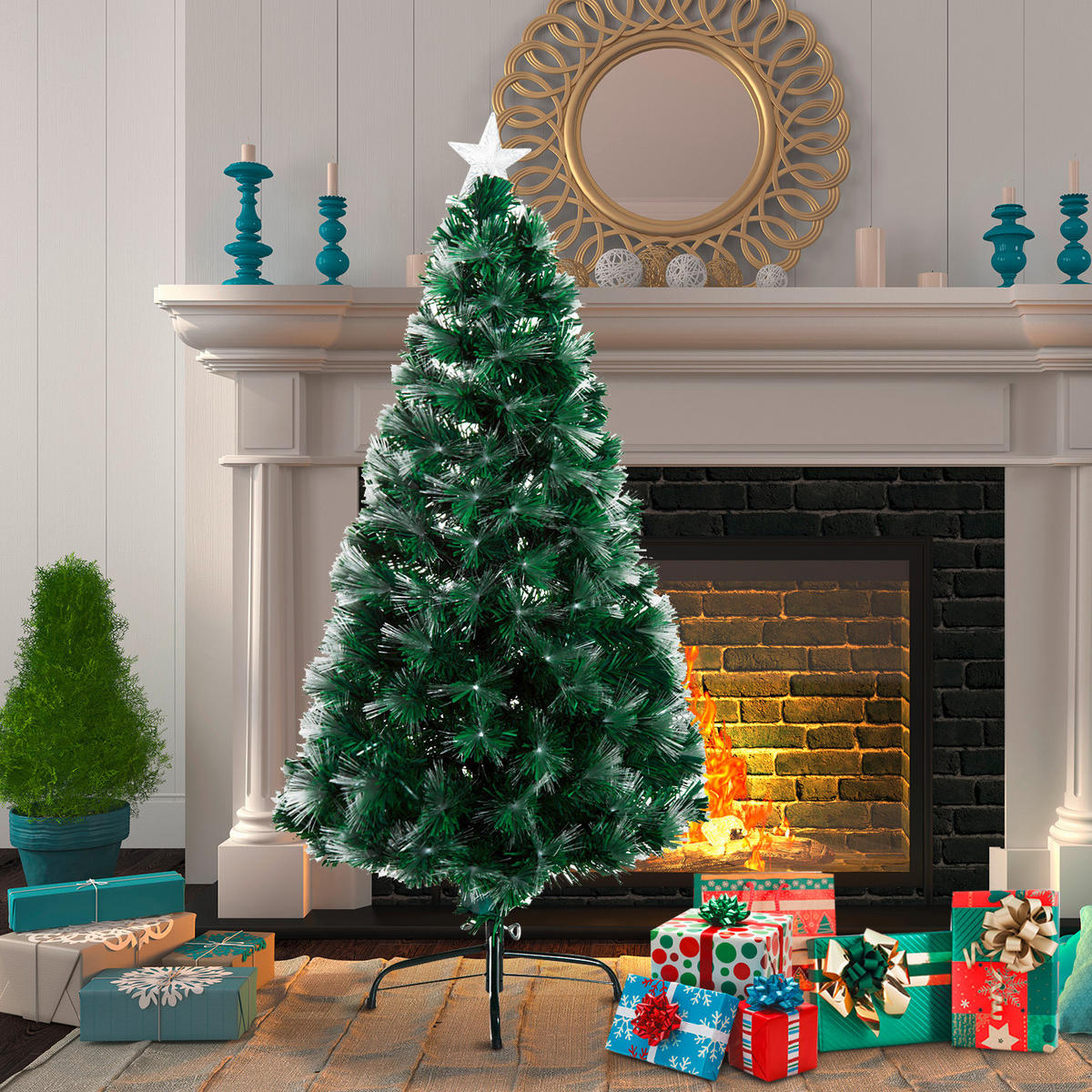 HOMCOM Weihnachtsbaum grün Kunststoff H/D: ca. 120x66 cm Weihnachtsbaum - grün (66,00/120,00cm) - HOMCOM