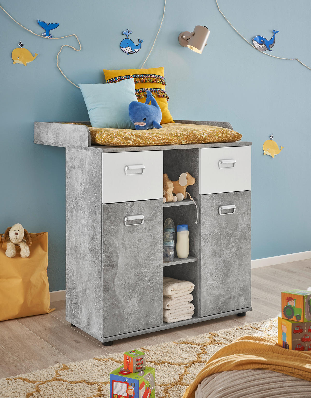 Wickelkommode Matino Beton weiß B/H/T: ca. 89x101x78 cm Matino - Beton/weiß (89,00/101,00/78,00cm)