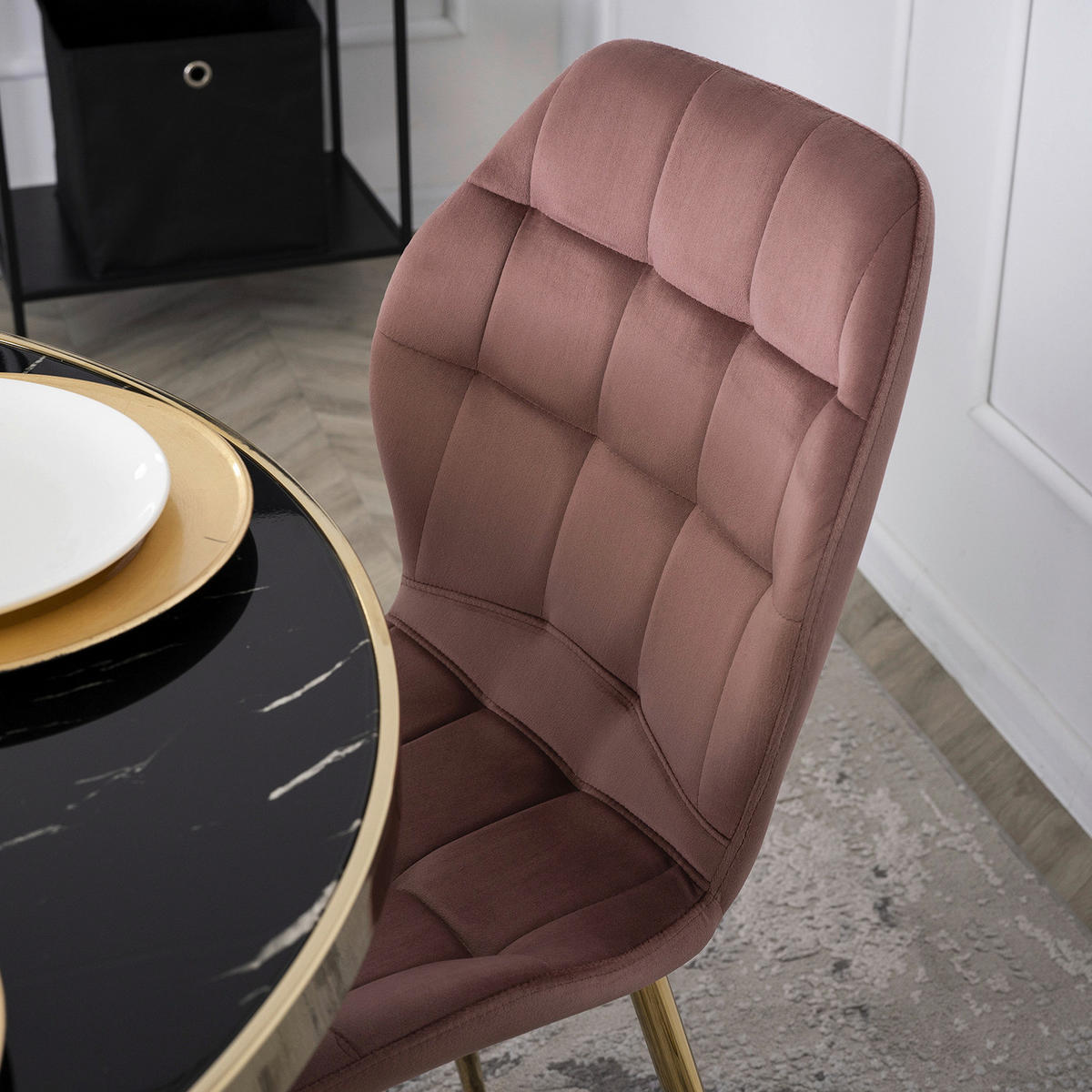 Stuhl LUCKY rosé Velourstoff B/H/T: ca. 47x86x58 cm LUCKY - rosé (47,00/86,00/58,00cm) - WIPMEB