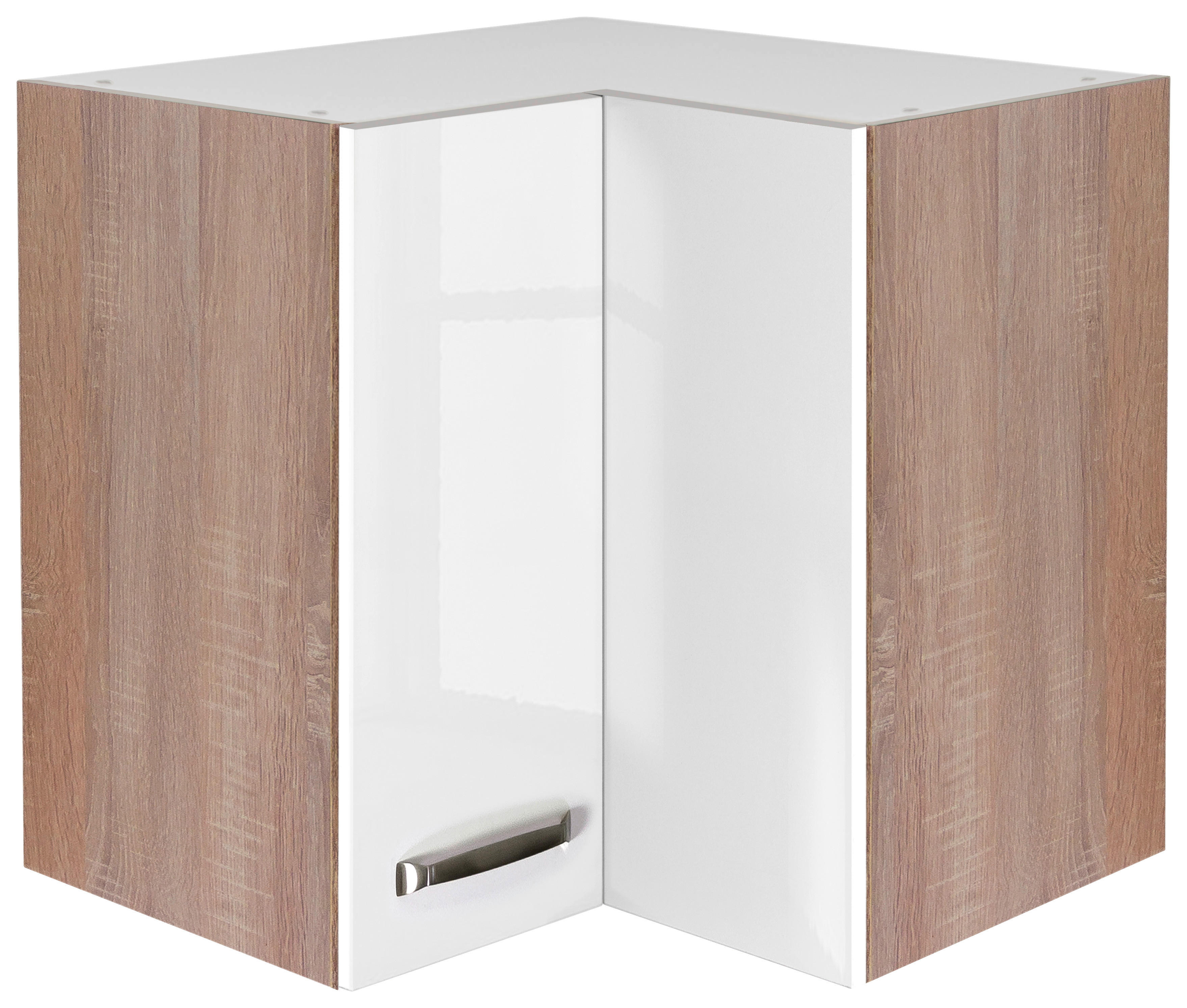 Eckhängeschrank Valero weiß Hochglanz B/H/T: ca. 60x54,8x32 cm Valero - Eiche/weiß (60,00/54,80/32,00cm) - Flex-Well