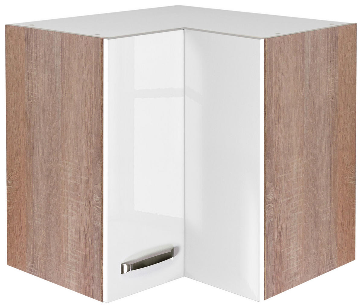 Eckhängeschrank Valero weiß Hochglanz B/H/T: ca. 60x54,8x32 cm Valero - Eiche/weiß (60,00/54,80/32,00cm) - Flex-Well