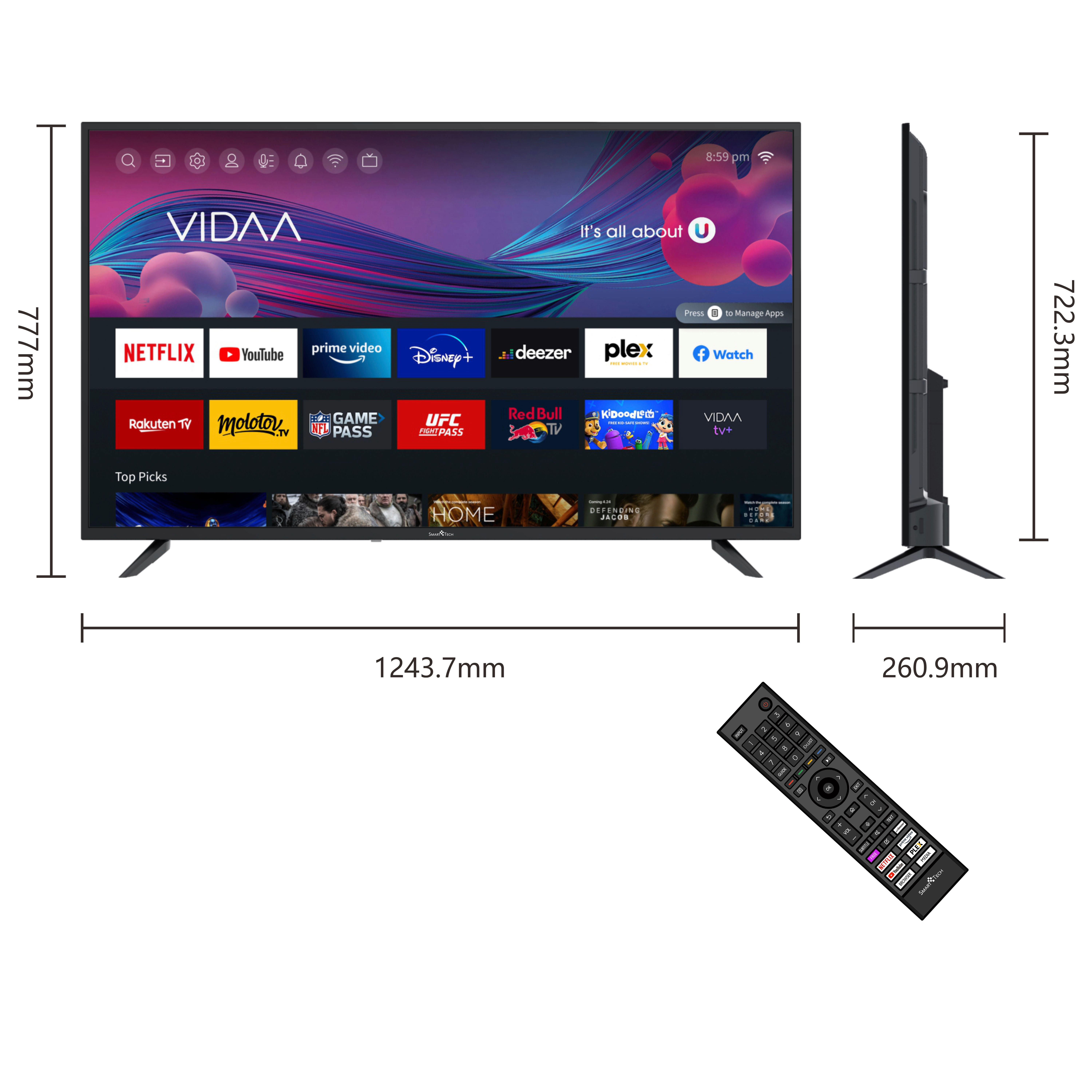 Smart Tech LED-TV 55UV10T1 55 Zoll Diago...