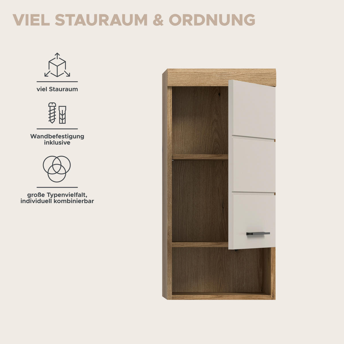 Badhängeschrank Scout Evoke Oak Nachbildung Kaschmirgrau Nachbildung B/H/T: ca. 37x79x24 cm Scout - Kaschmirgrau (37,00/79,00/24,00cm) - xonox.home