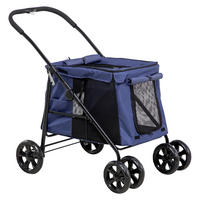 PawHut Hunde-Zubehör blau Polyester B/H/L: ca. 62x102x105 cm Hundewagen - blau (105,00/62,00/102,00cm) - PawHut