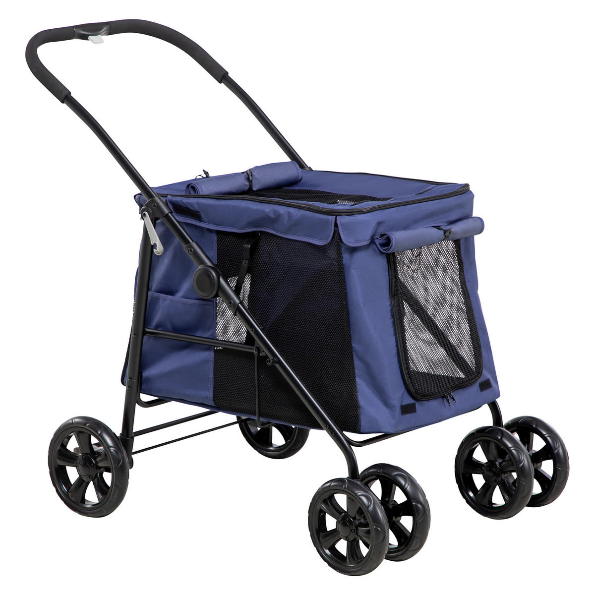PawHut Hunde-Zubehör blau Polyester B/H/L: ca. 62x102x105 cm Hundewagen - blau (105,00/62,00/102,00cm) - PawHut