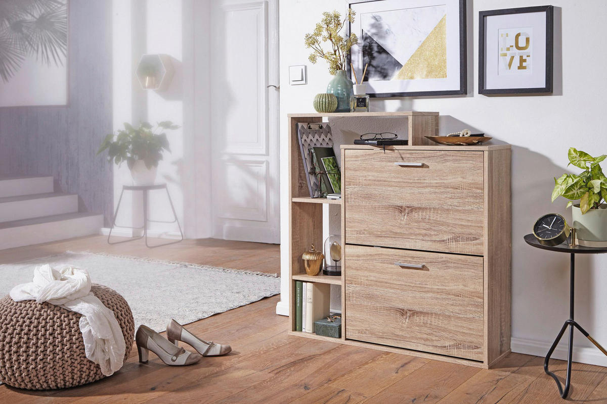 Schuhkipper Eiche Sonoma Nachbildung B/H/T: ca. 24x93x85 cm Schuhkipper - Eiche (24,00/93,00/85,00cm) - Wohnling