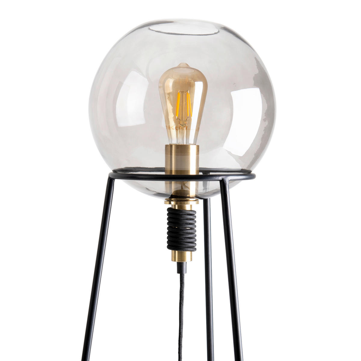 Näve Leuchten Tischleuchte 3181222 schwarz Metall Glas B/H/T: ca. 26,5x71x26,5 cm E27 1 Brennstellen Stelo - schwarz (26,50/71,00/26,50cm) - Näve Leuchten