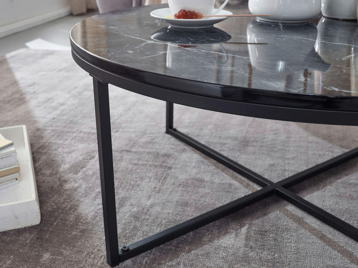 Couchtisch schwarz Marmor Optik schwarz B/H/T: ca. 80x35x80 cm Couchtisch - schwarz (80,00/35,00/80,00cm) - Wohnling