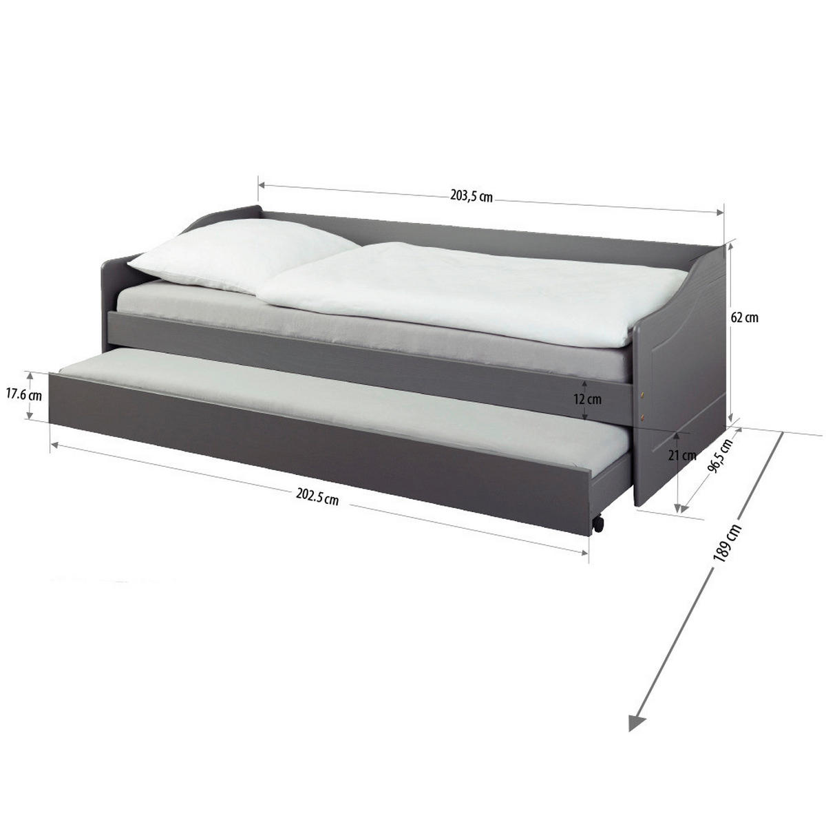 Funktionsbett Leonie Modell'23 grau Leonie Modell'23 - grau (207,00/96,50/62,00cm) - Inter Link