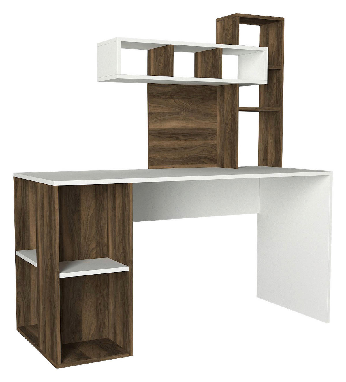 Schreibtisch Coral weiß walnuss Nachbildung B/H/T: ca. 140x75x60 cm Coral - weiß/walnuss (140,00/75,00/60,00cm) - moebel17
