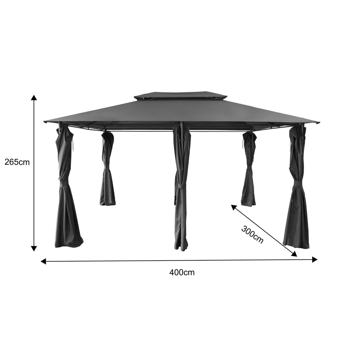 POCOline Pavillon schwarz Stahl B/H/L: ca. 400x270x300 cm Pavillon_Zeus - schwarz/dunkelgrau (300,00/400,00/270,00cm) - POCOline
