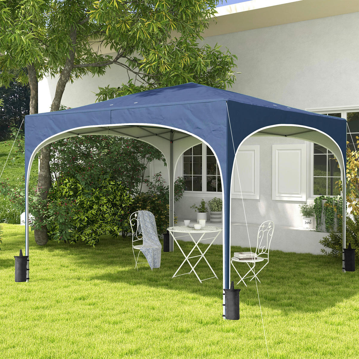 Outsunny Pavillon blau Polyester-Mischgewebe B/H/L: ca. 295x255x295 cm Pavillon - blau (295,00/295,00/255,00cm) - Outsunny