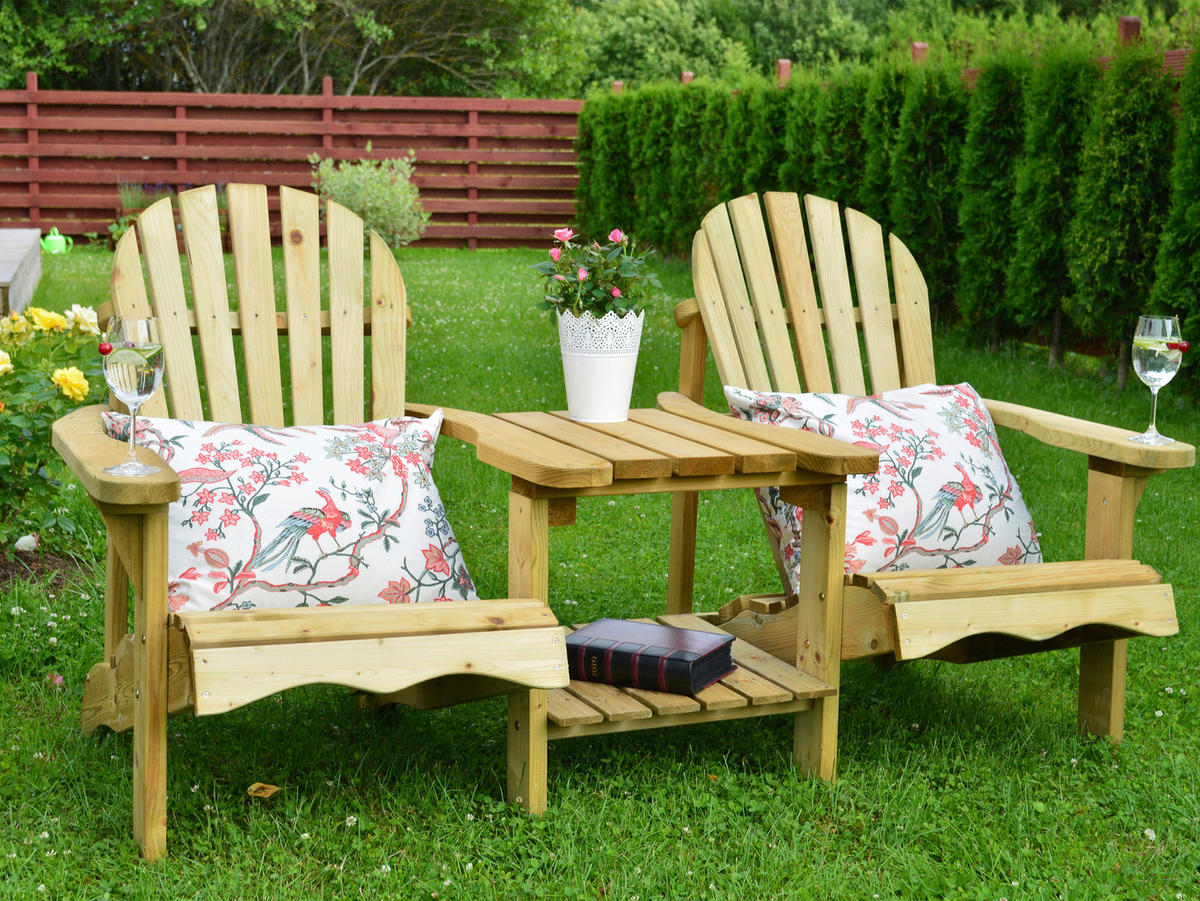 AXI Gartenstuhl 2erSet Valerie natur Holz B/H/T: ca. 173x92x90 cm Valerie - natur (173,00/92,00/90,00cm) - AXI