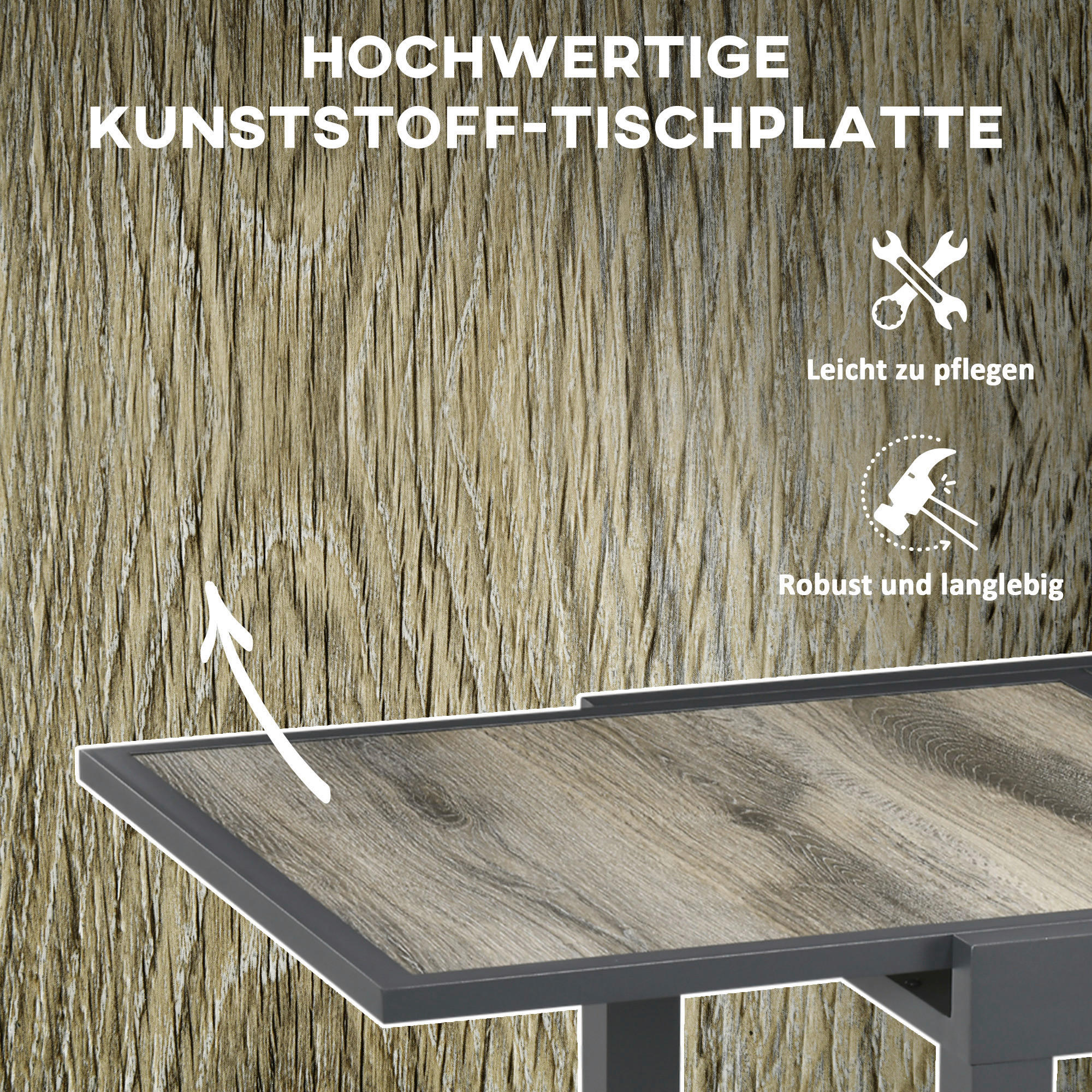 Outsunny Gartentisch beige Aluminium B/H...