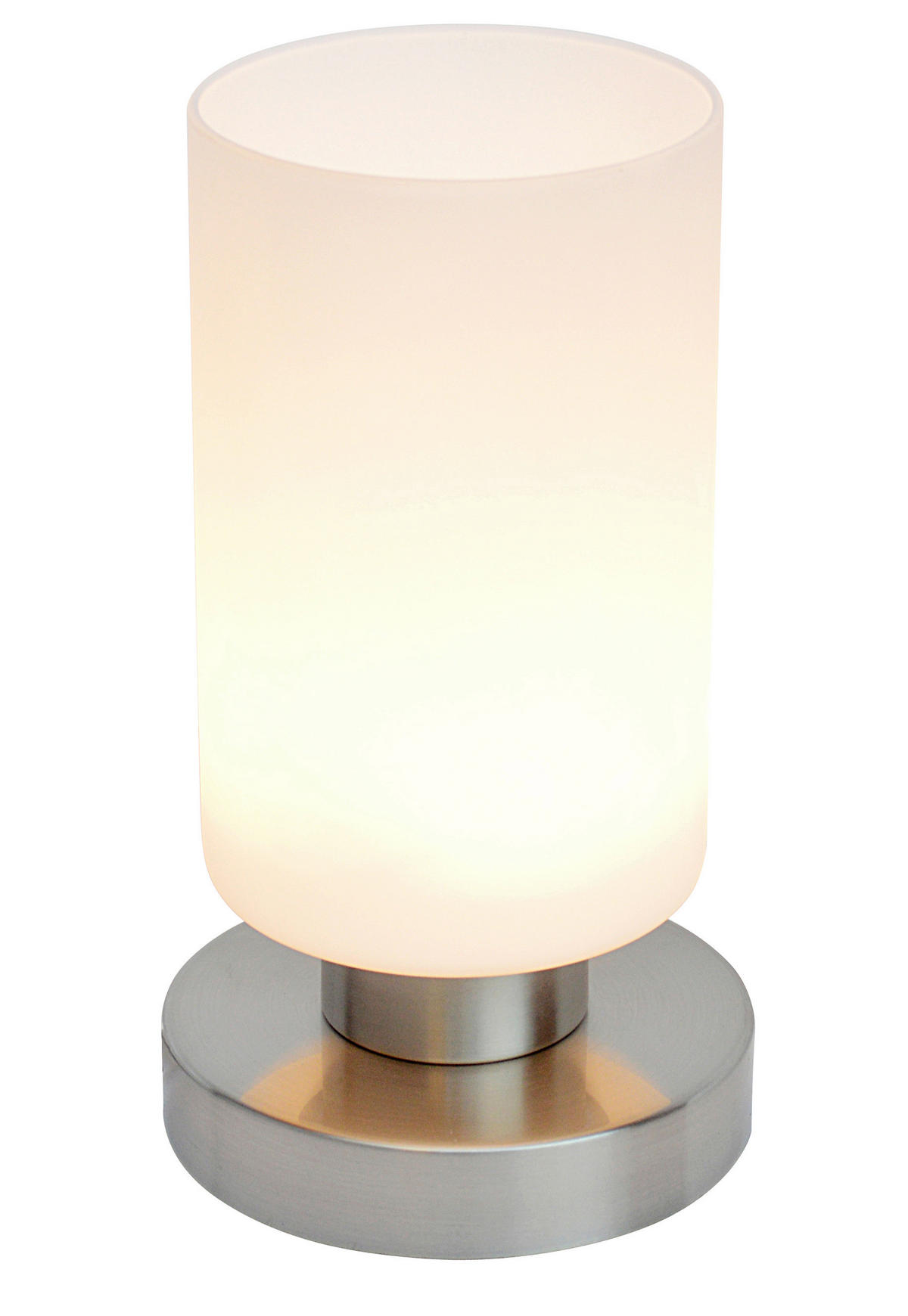 Reality Tischleuchte R52941107 nickel matt weiß Metall Glas H/D: ca. 23x10 cm LED-Tischleuchte_Nessa - weiß/nickel matt (10,00/23,00cm) - Reality