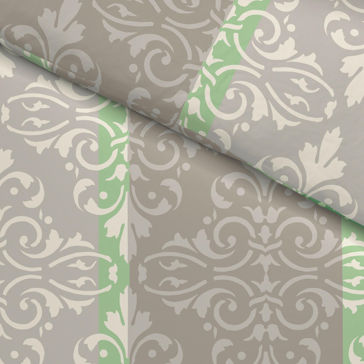 Baumwoll Bettwäsche Biber Bettwäsche_Biber Ornament 135x200cm - grün (135,00/200,00cm)