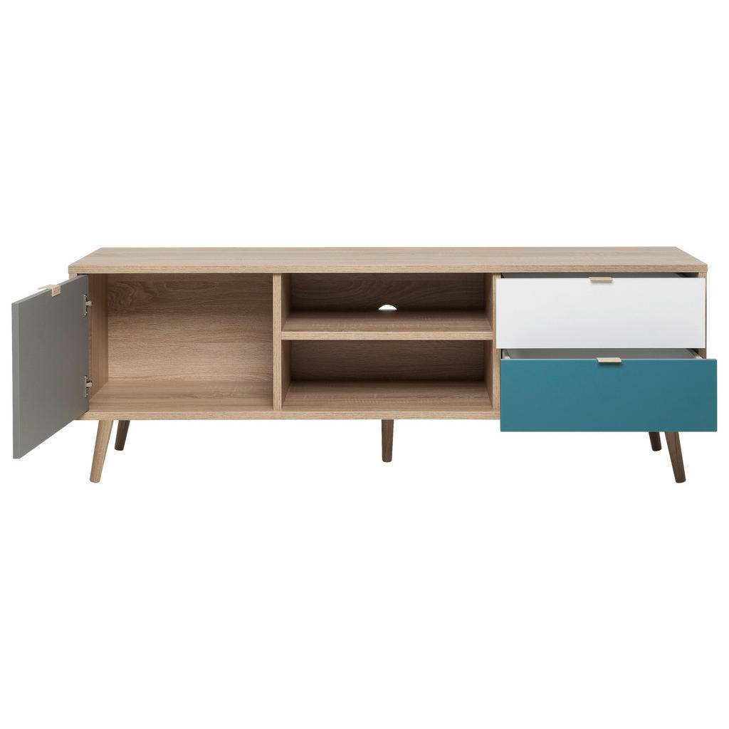 Thumbnail - TV-Lowboard Cuba Eiche Sonoma Nachbildung weiß grau petrol B/H/T: ca. 150x52x40 cm