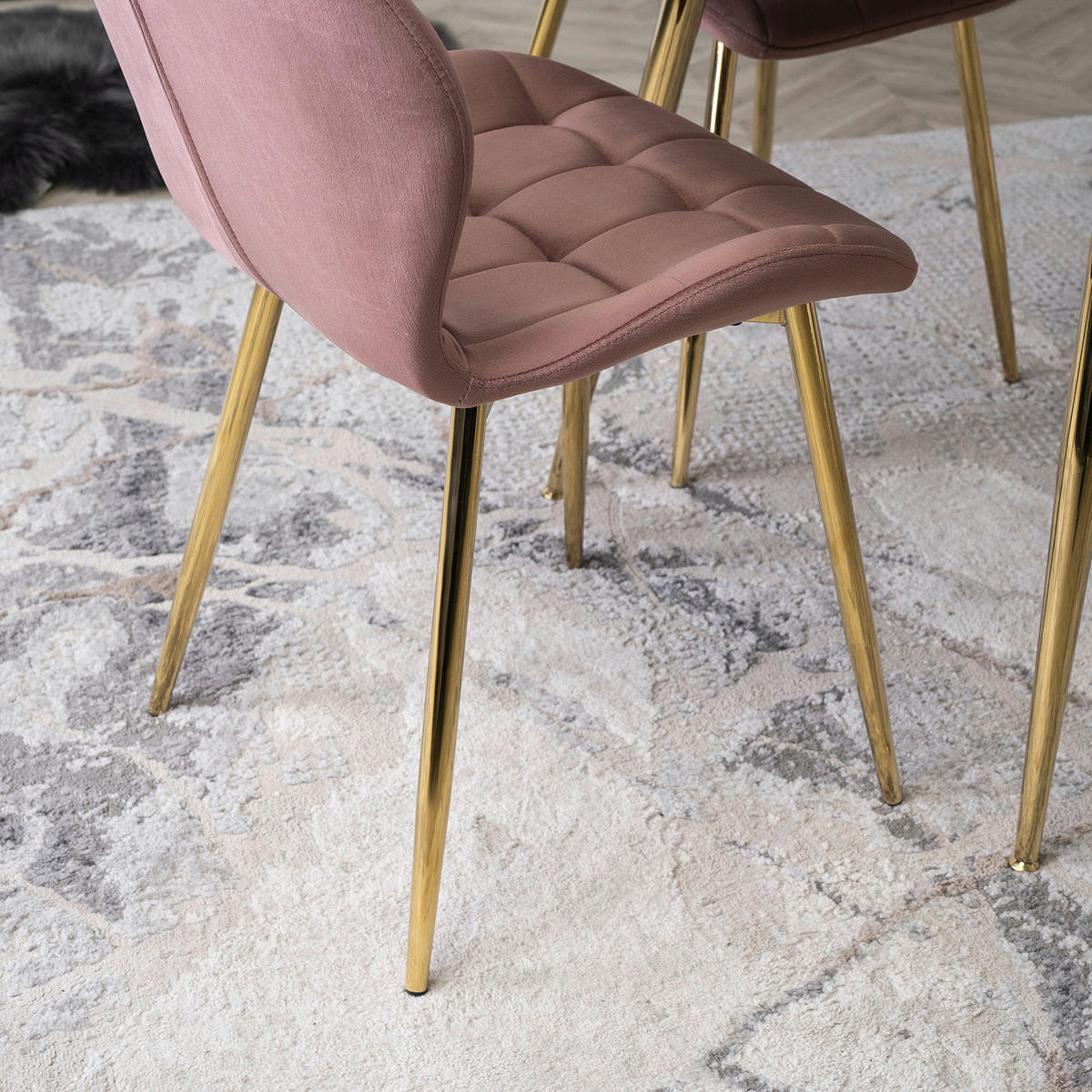 Stuhl LUCKY rosé Velourstoff B/H/T: ca. 47x86x58 cm LUCKY - rosé (47,00/86,00/58,00cm) - WIPMEB