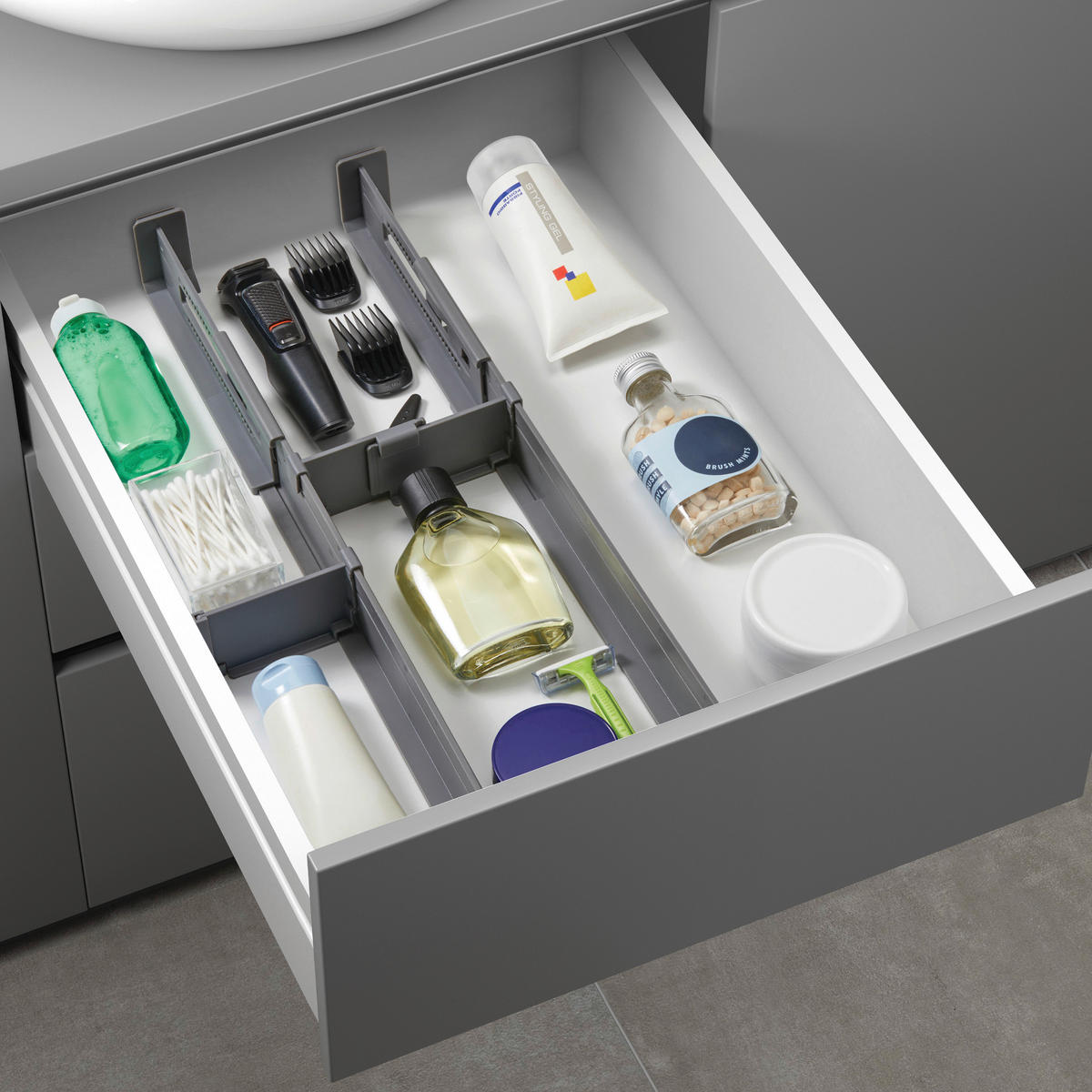 Metaltex Schubladen-Organizer Multi-Fit grau Kunststoff Multi-Fit - grau - Metaltex