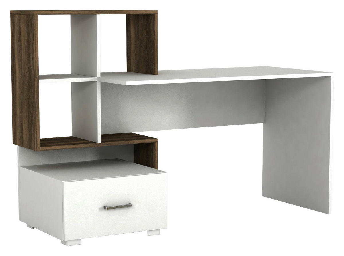 Schreibtisch Bloom weiß walnuss Nachbildung B/H/T: ca. 120x73x60 cm Bloom - weiß/walnuss (120,00/73,00/60,00cm) - moebel17
