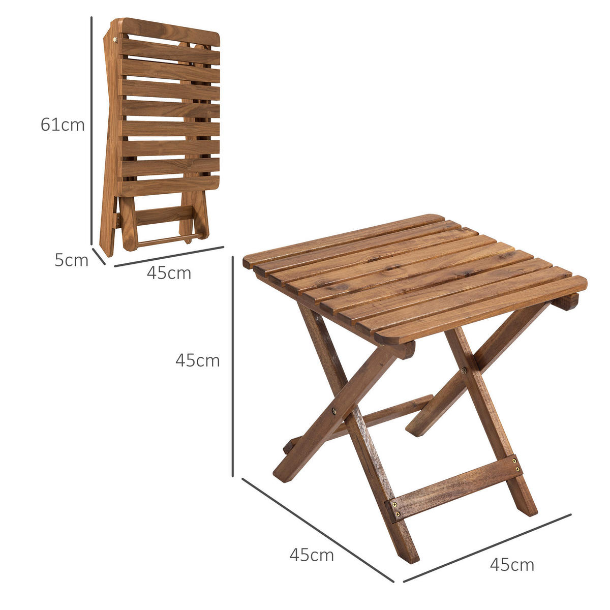 Outsunny Garten-Beistelltisch 2er-Set teak Akazie B/H/L: ca. 45x45x45 cm Garten-Beistelltisch 2er-Set - teak (45,00/45,00/45,00cm) - Outsunny