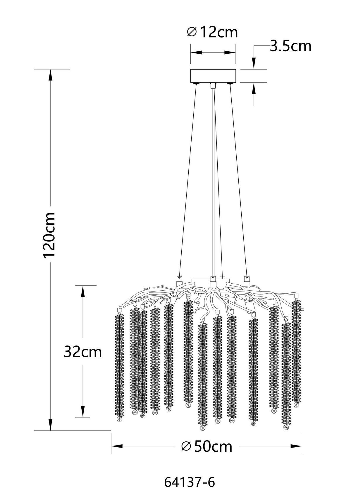 GLOBO Luster Luster-Laverne - klar/Chrom (54,00/54,00/25,00cm) - GLOBO