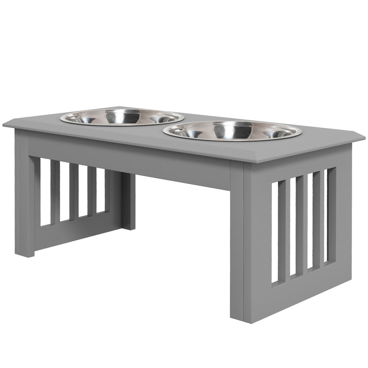 PawHut Futternapf grau Edelstahl B/H/L: ca. 30,5x25,4x58,4 cm Futternapf - grau (58,40/30,50/25,40cm) - PawHut