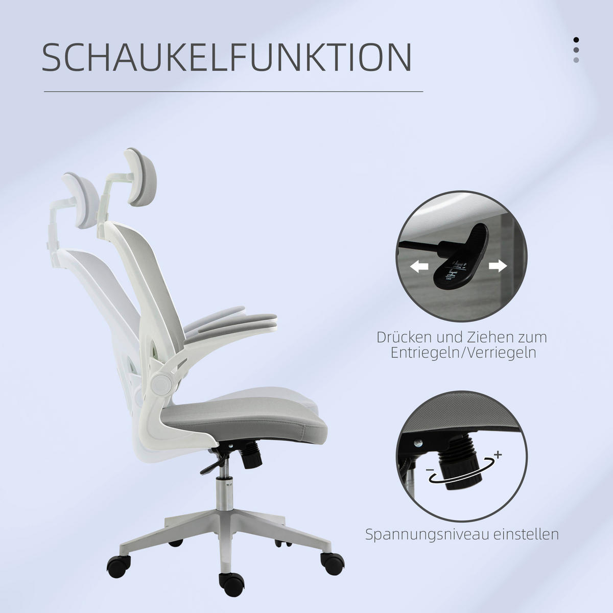 Drehstuhl 921-417 grau 921-417 - grau (65,00/114,00/64,00cm) - Vinsetto