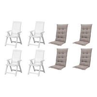 PROGARDEN,MADISON Klappsessel Set + Auflagen Tampa weiß Kunststoff B/H/L: ca. 61x109x60 cm Tampa - weiß/taupe (60,00/61,00/109,00cm) - PROGARDEN,MADISON