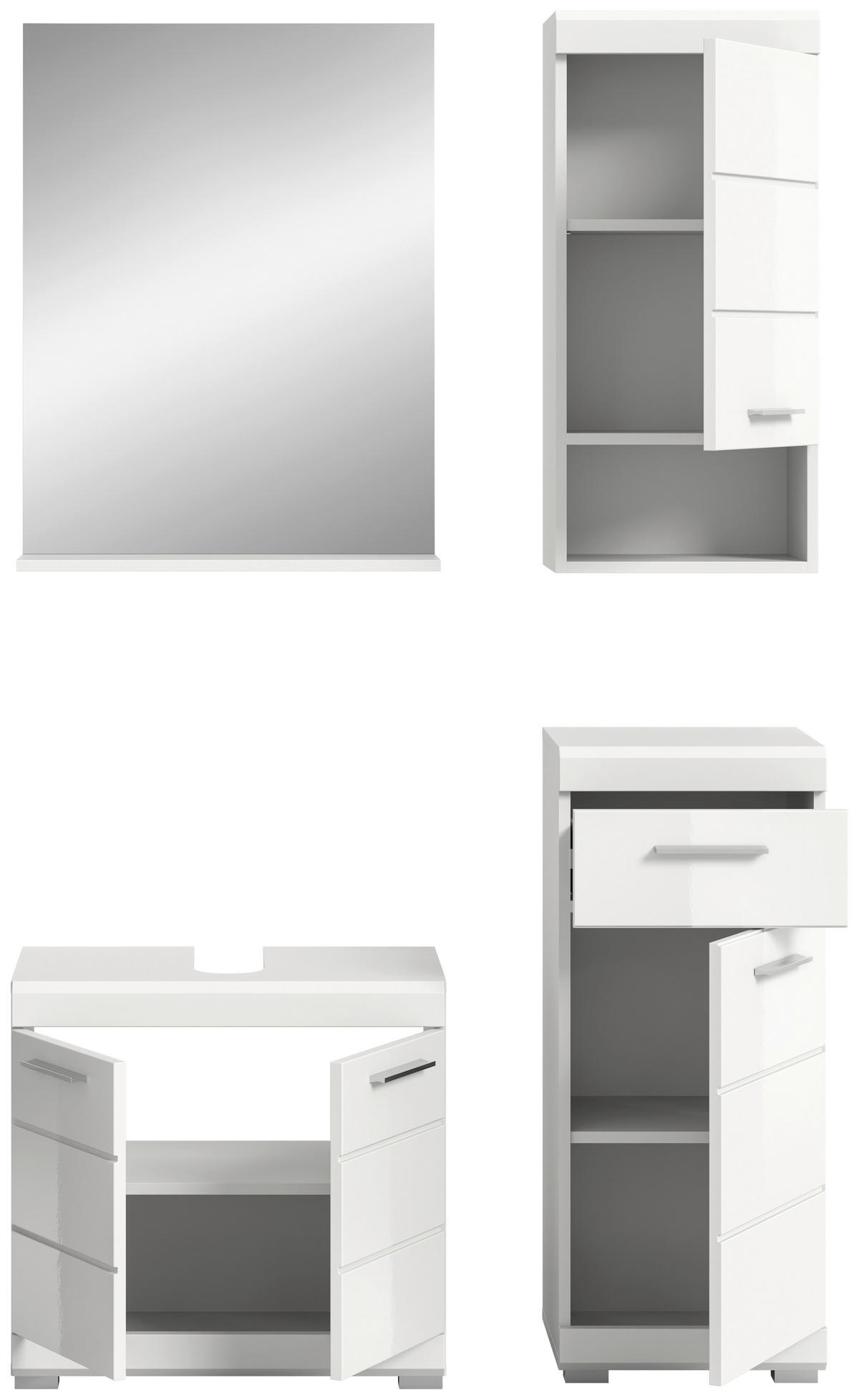 Badezimmer-Set Scout weiß weiß Hochglanz B/H/T: ca. 112x191x34 cm Scout - weiß (112,00/191,00/34,00cm) - xonox.home