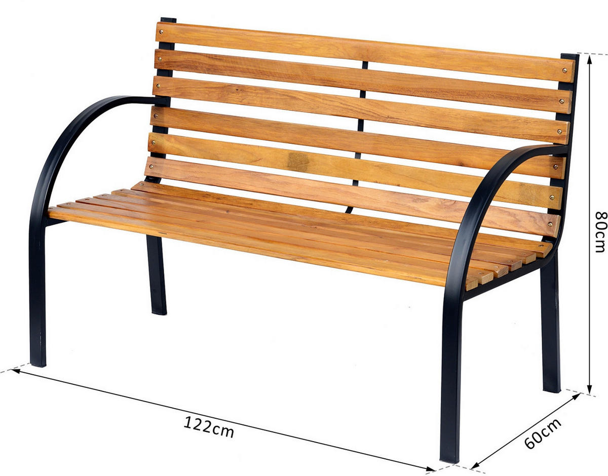 Outsunny Gartenbank natur Metall B/H/L: ca. 60x80x122 cm Gartenbank - natur (122,00/60,00/80,00cm) - Outsunny