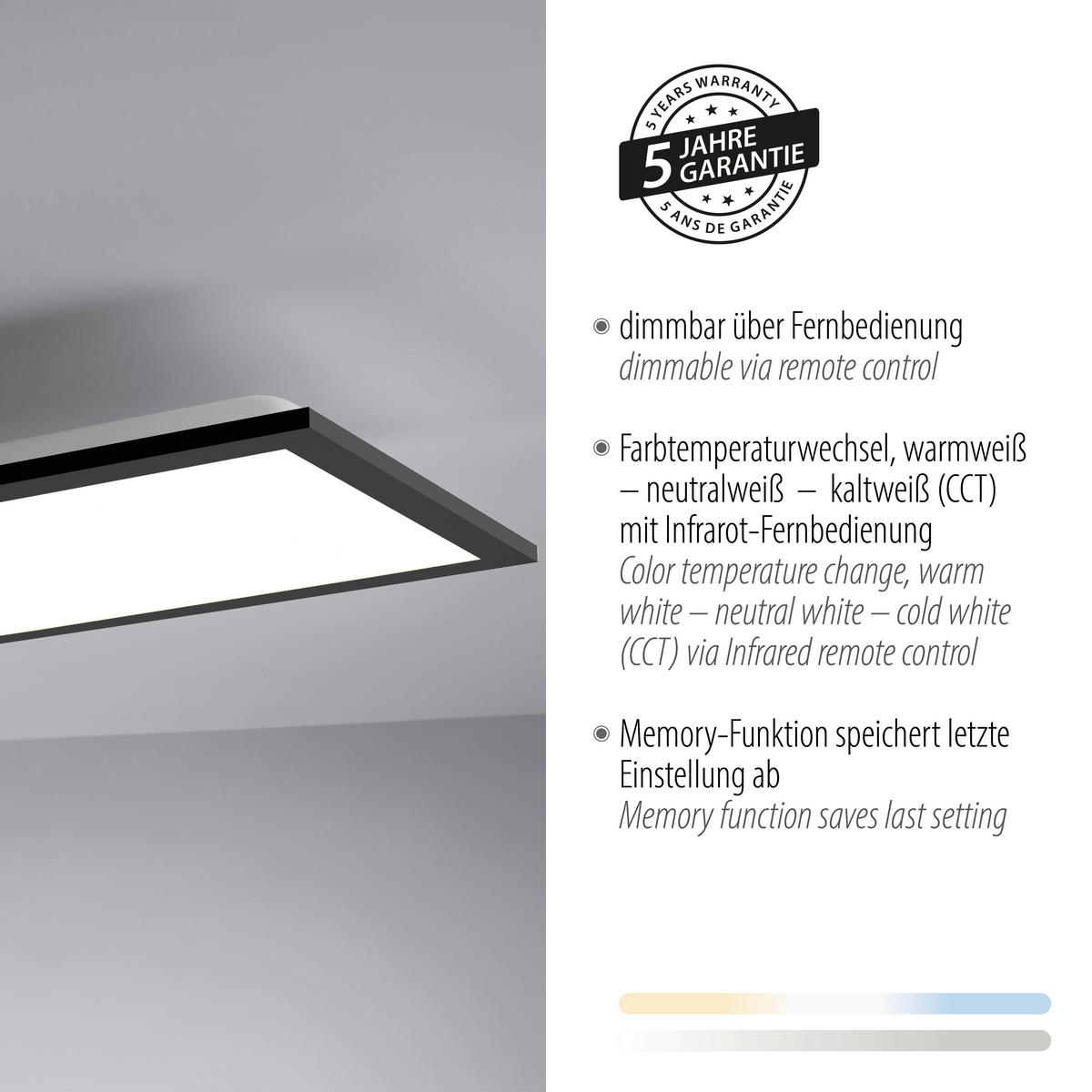Just Light LED-Deckenleuchte schwarz B/H/L: ca. 25x6,5x100 cm LED-Deckenleuchte_Flat - schwarz (100,00/25,00/6,50cm) - Just Light