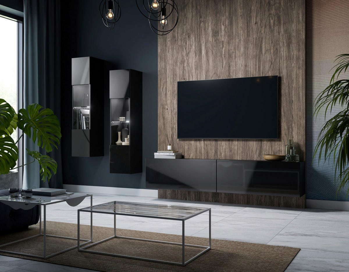 TV-Lowboard Otis schwarz Hochglanz B/H/T: ca. 180x37x32 cm Otis - schwarz (180,00/37,00/32,00cm)