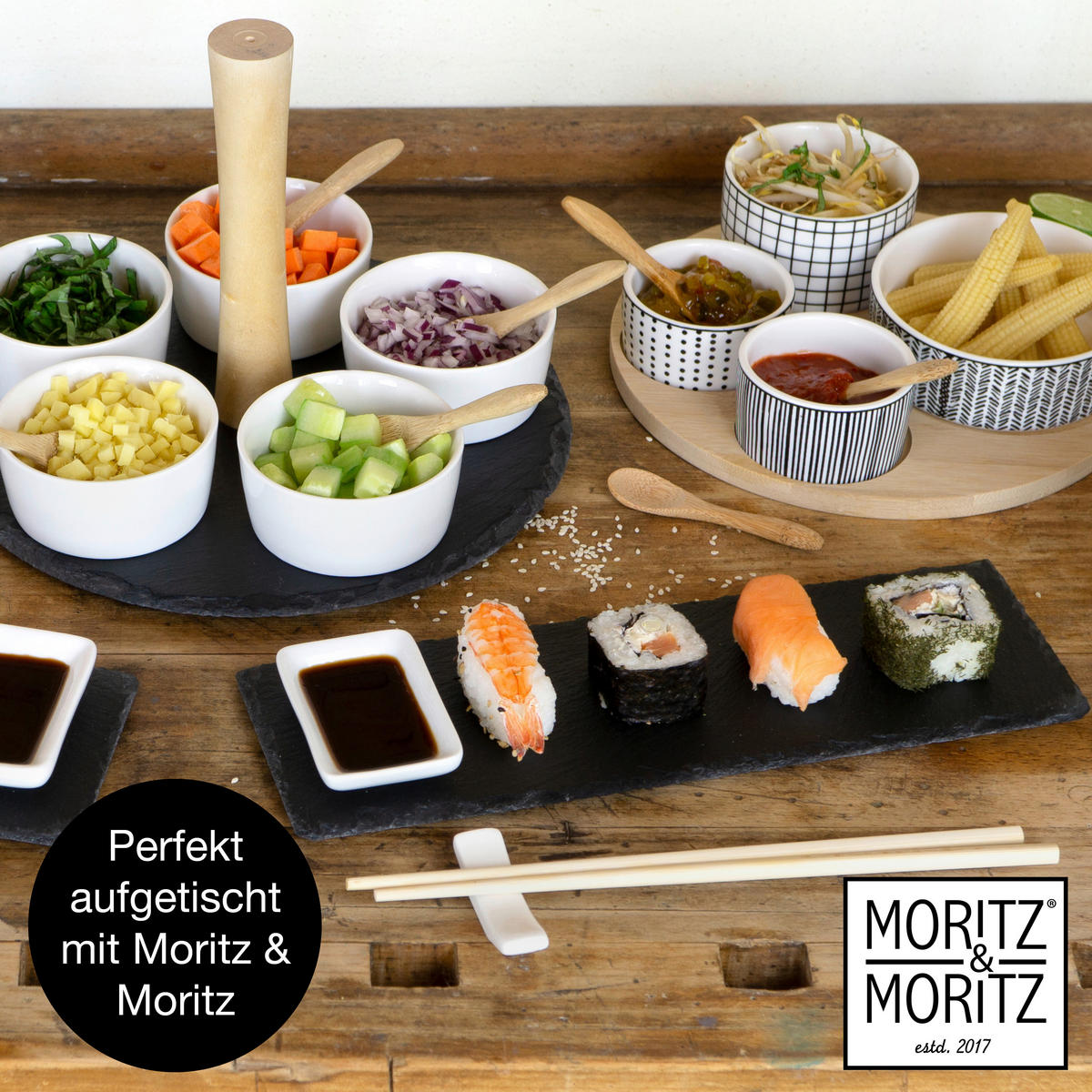 Moritz & Moritz Sushi-Set Lemongras schwarz Schiefer Lemongras - schwarz - Moritz & Moritz