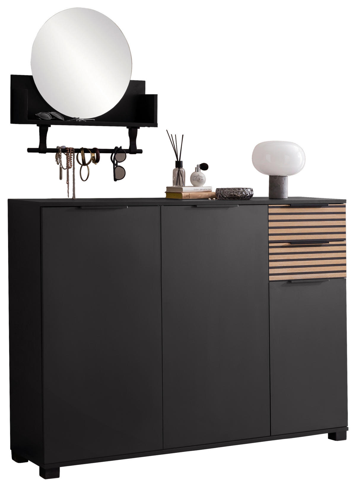 Schuhschrank Alexa schwarz matt B/H/T: ca. 141,9x105,5x35 cm Alexa - schwarz (141,90/105,50/35,00cm) - Möbelpartner