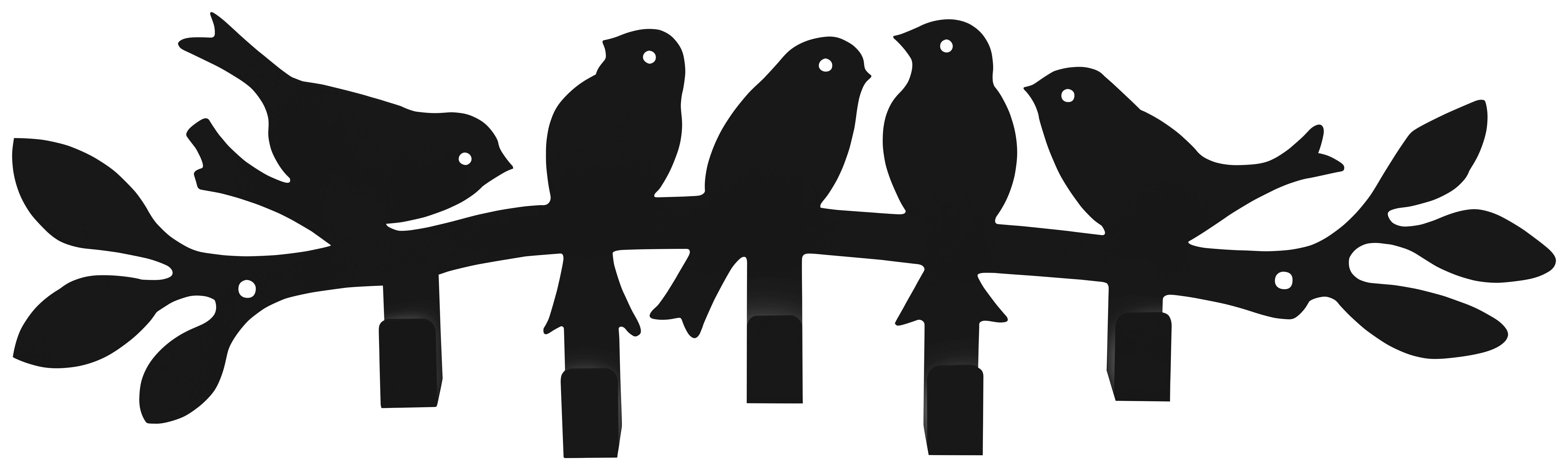 Thumbnail - Garderobenleiste Birds schwarz Metall B/H/T: ca. 48x14x4 cm