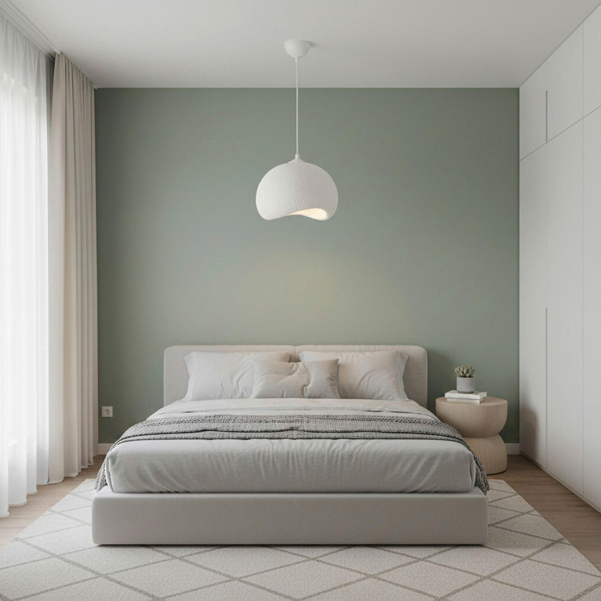 Opviq Pendelleuchte weiß Metall Polyester-Mischgewebe B/H/L: ca. 29x120x34 cm E27 1 Brennstellen Yontu - 15850 - weiß (34,00/29,00/120,00cm) - Opviq