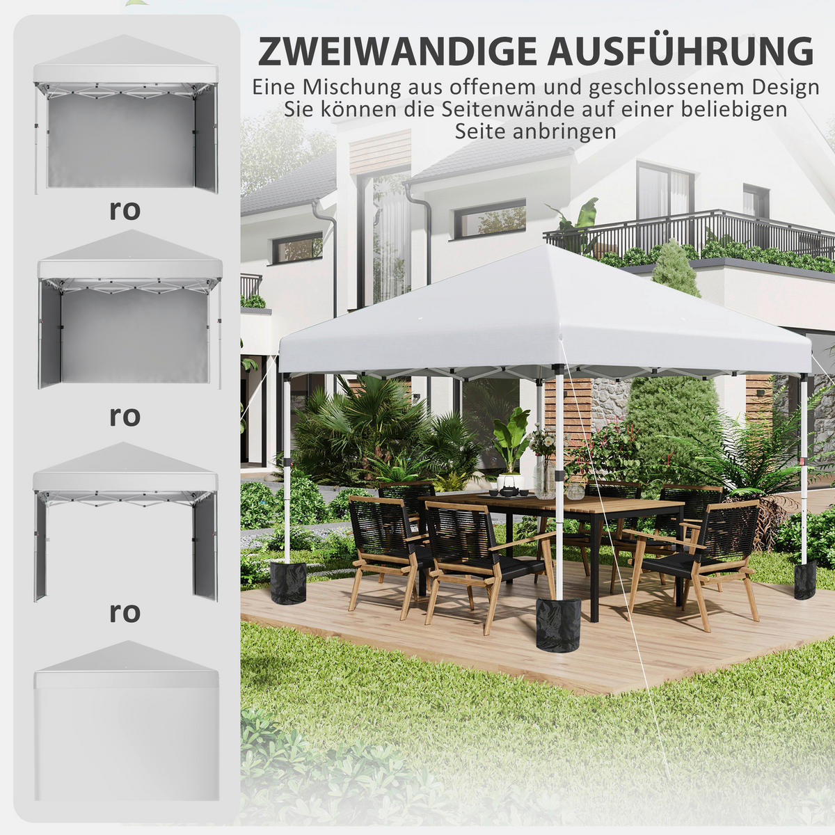 Outsunny Faltpavillon hellgrau Stahl B/H/L: ca. 297x274x297 cm Faltpavillon - hellgrau (297,00/297,00/274,00cm) - Outsunny