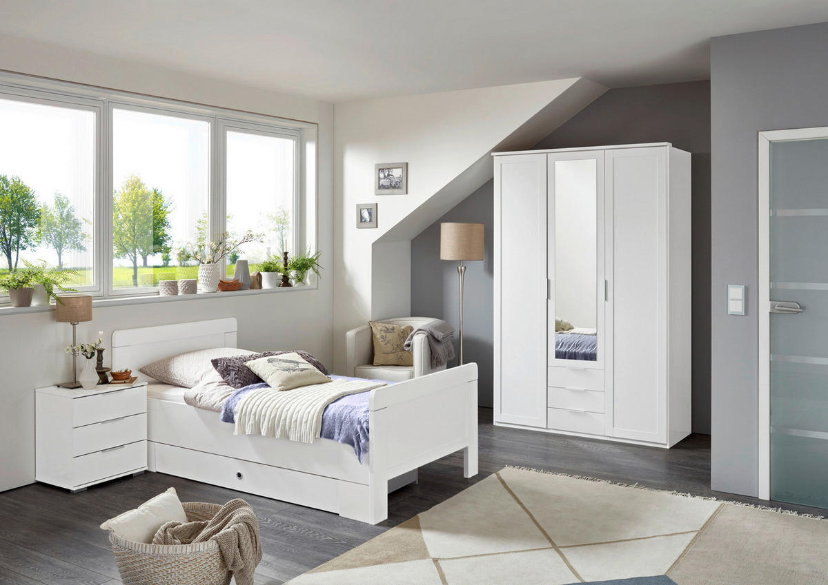 Kleiderschrank Nadja weiß B/H/T: ca. 135x210x58 cm Nadja - weiß/Silbergrau (135,00/210,00/58,00cm)