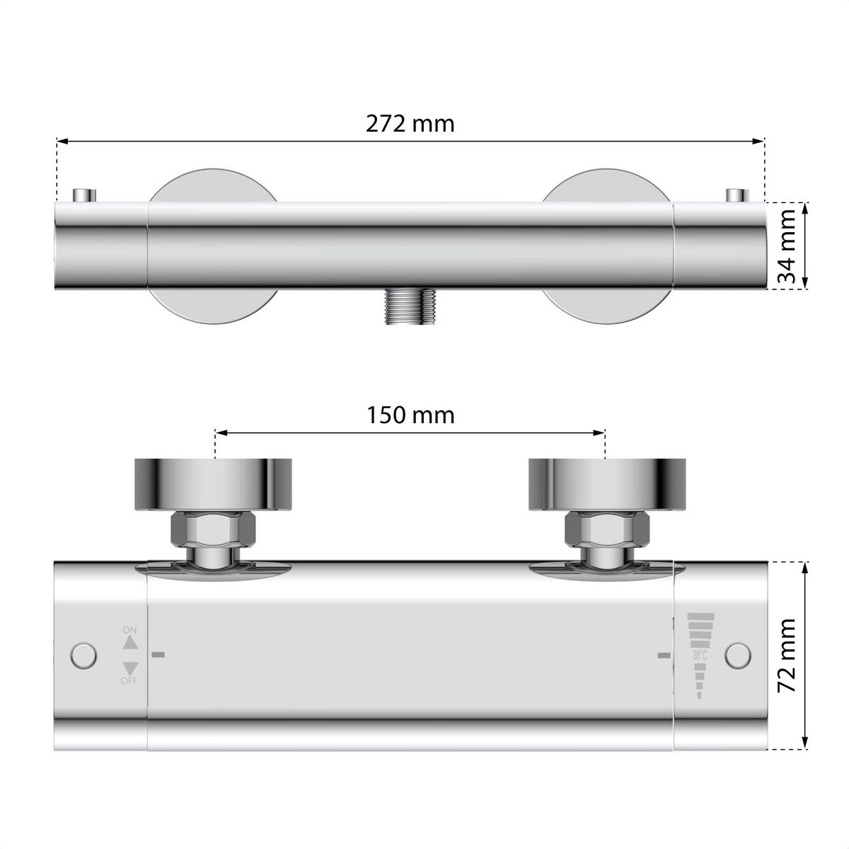 Thermostat Duscharmatur CARNEO Carneo Chrom CARNEO - Chrom (30,10/9,40/10,60cm) - Eisl