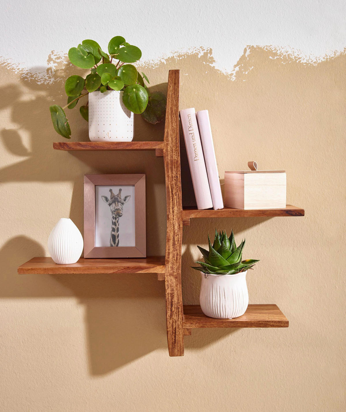Wandregal rosenholz Holz B/H/T: ca. 58x60x15 cm Wandregal - rosenholz (58,00/60,00/15,00cm) - Wohnling