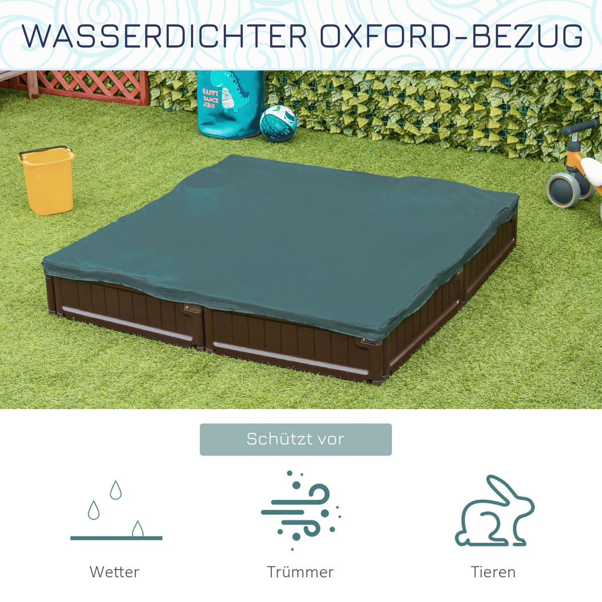Outsunny Sandkasten braun B/H/L: ca. 123x21x123 cm Sandkasten - braun (123,00/123,00/21,00cm) - Outsunny